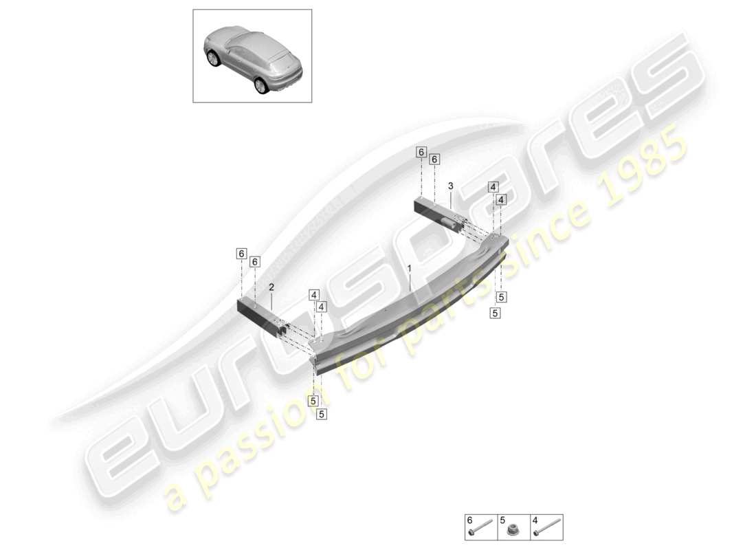 porsche 2021 (macan) bumper carrier rear part diagram