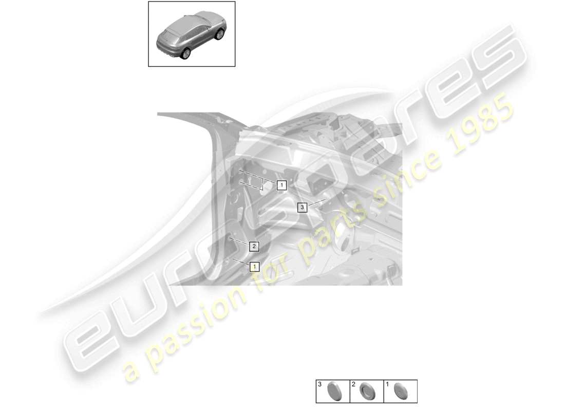 porsche 2021 (macan) bungs inner firewall part diagram