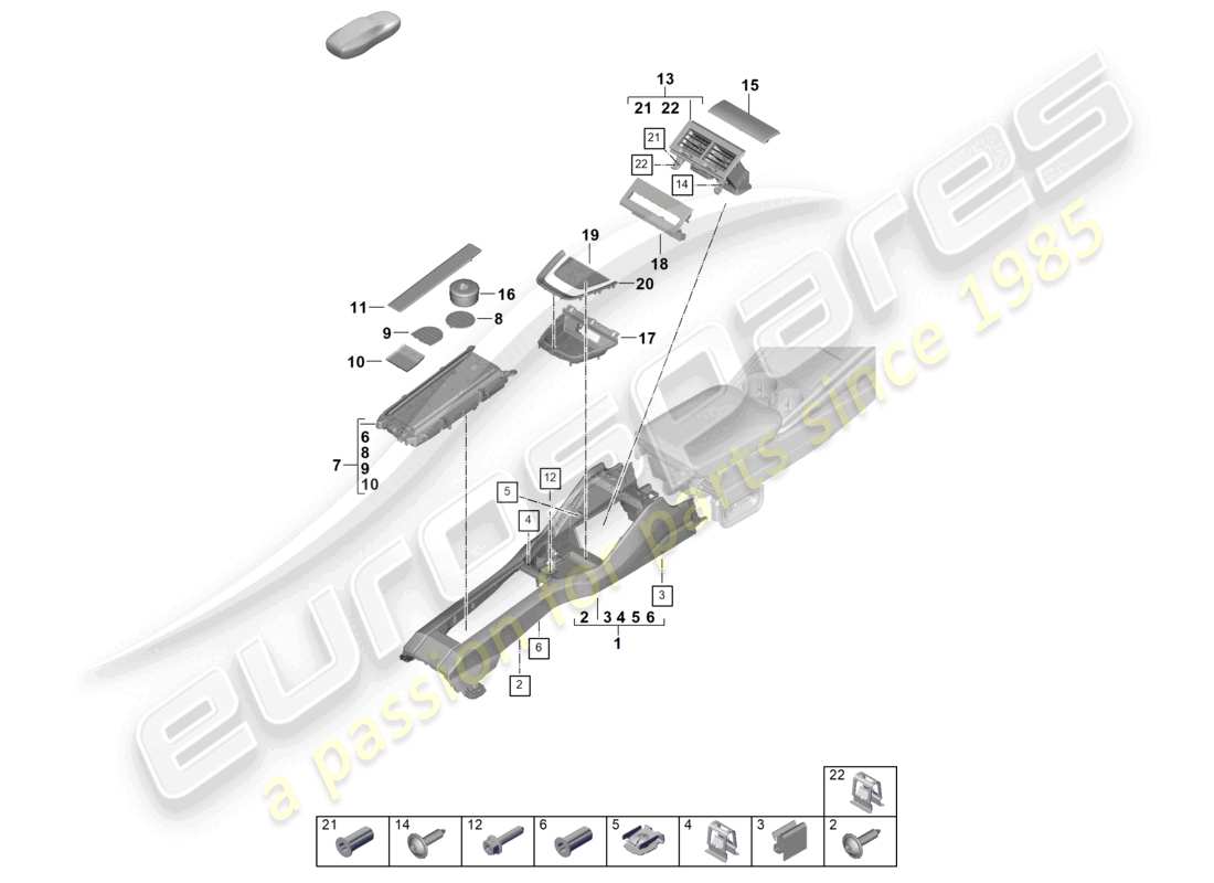 porsche 2026 (panamera 976) centre console rear part diagram