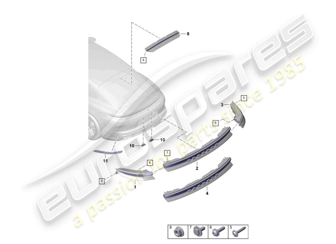 porsche 2026 (panamera 976) rear light additional brake light licence plate light part diagram