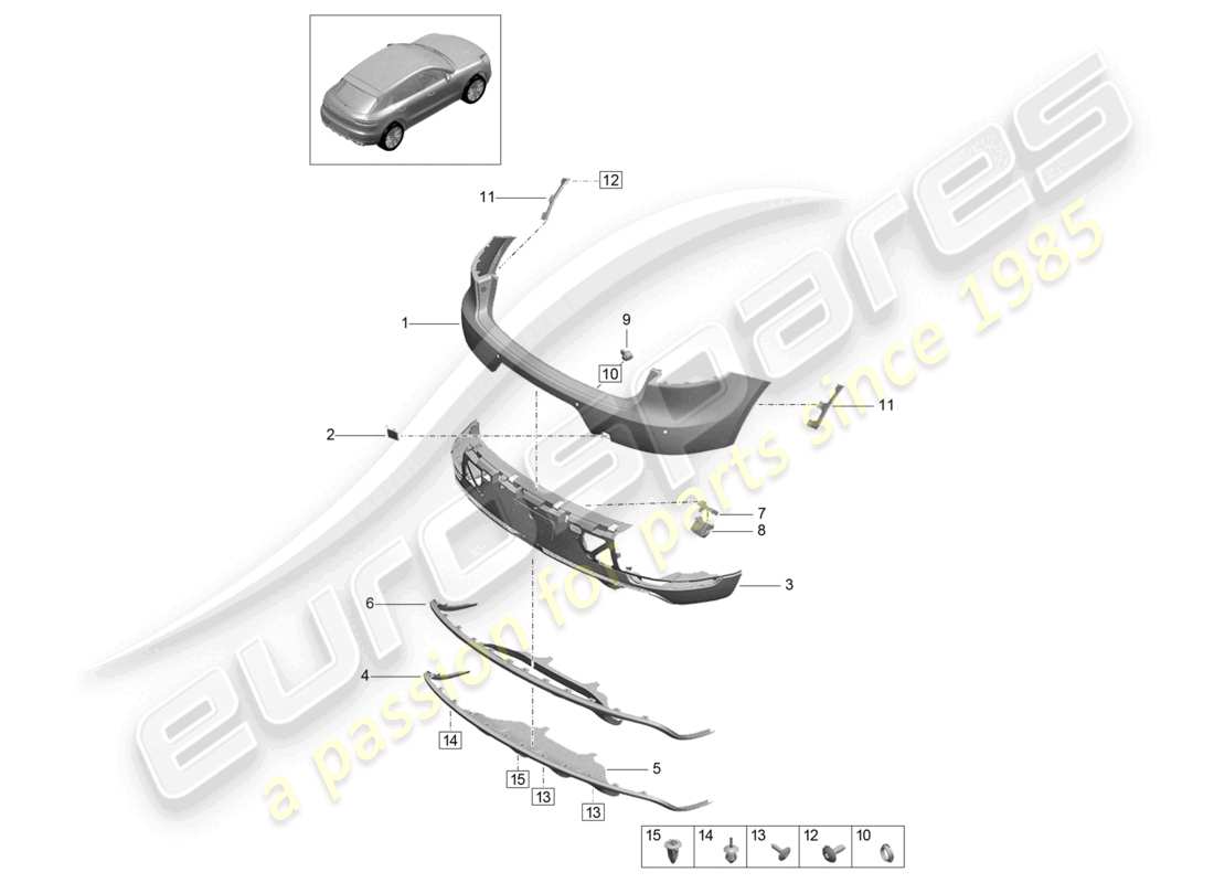 porsche 2021 (macan) bumper rear d >>- mj 2021 basic part diagram