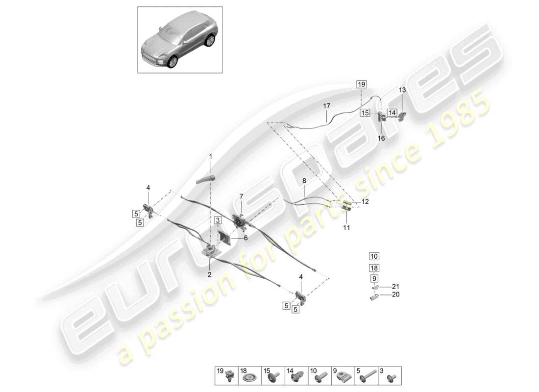 porsche 2021 (macan) cover front lock part diagram