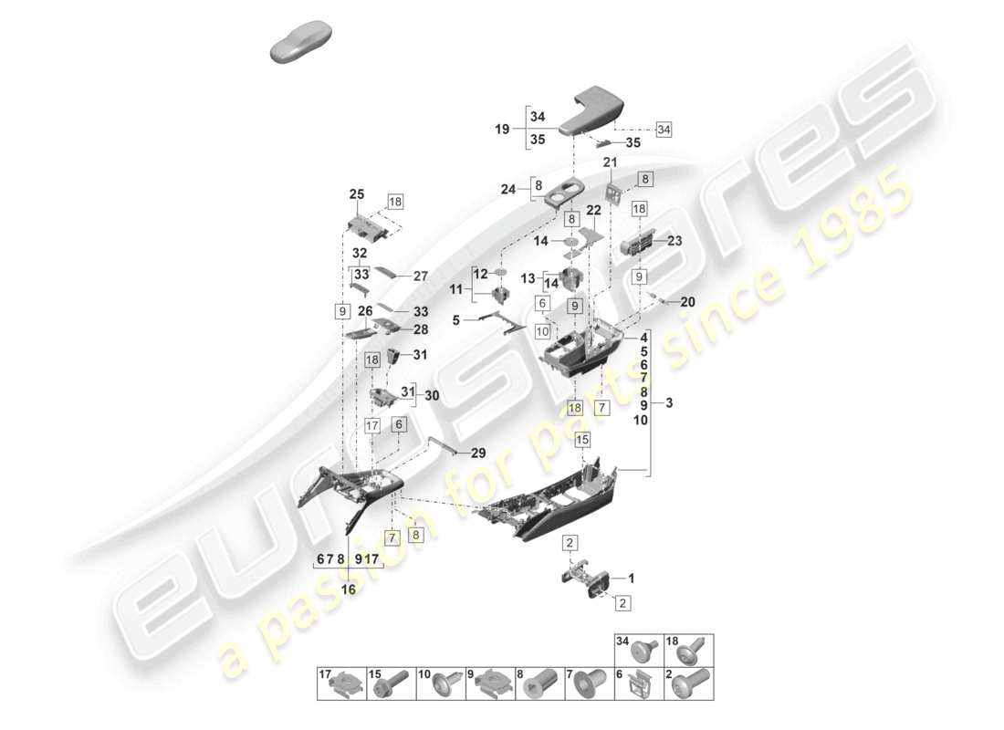 porsche 2022 (panamera 971-2) centre console part diagram