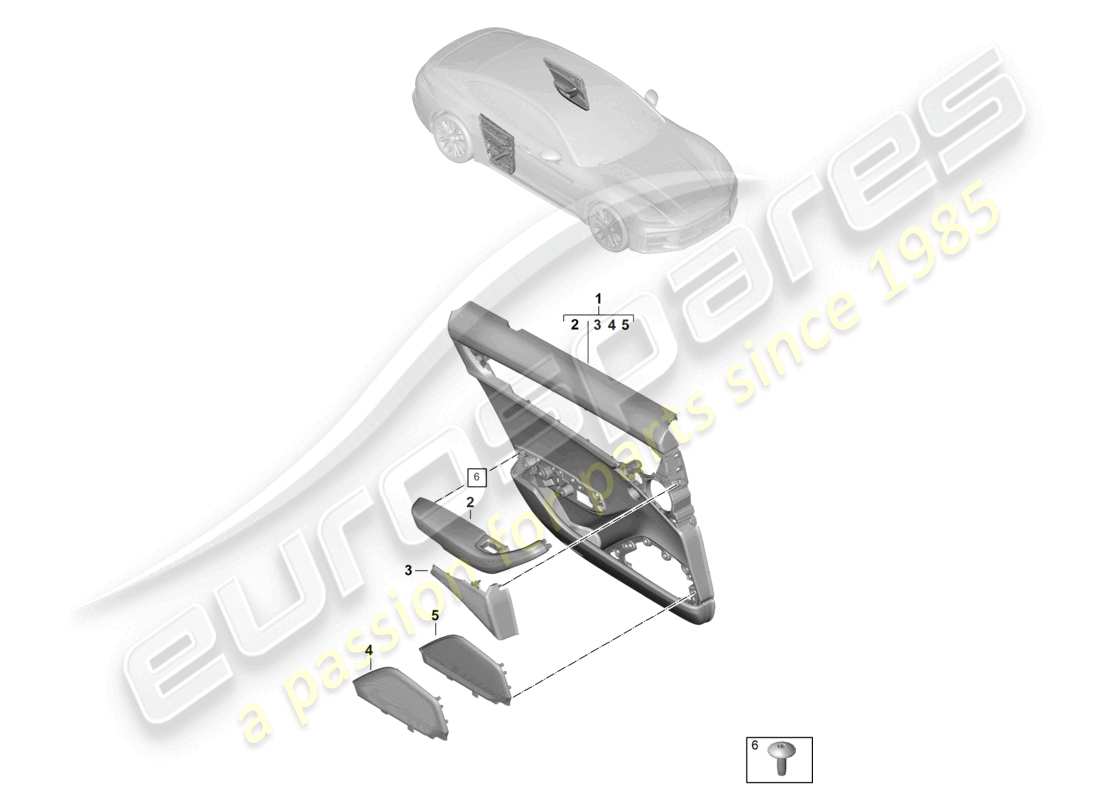 porsche 2025 (panamera 976) door panel rear doors for vehicles with leather trim part diagram