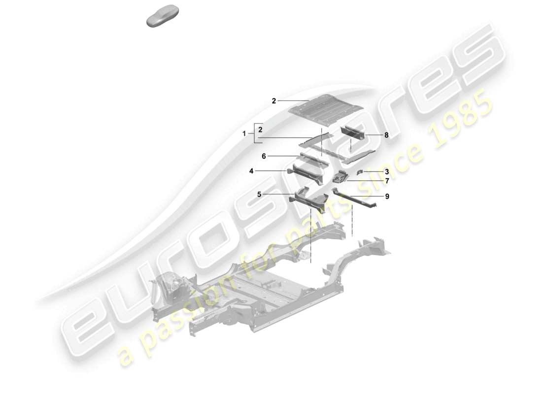 porsche 2026 (macan-e) bottom plate luggage compartment floor cross member part diagram