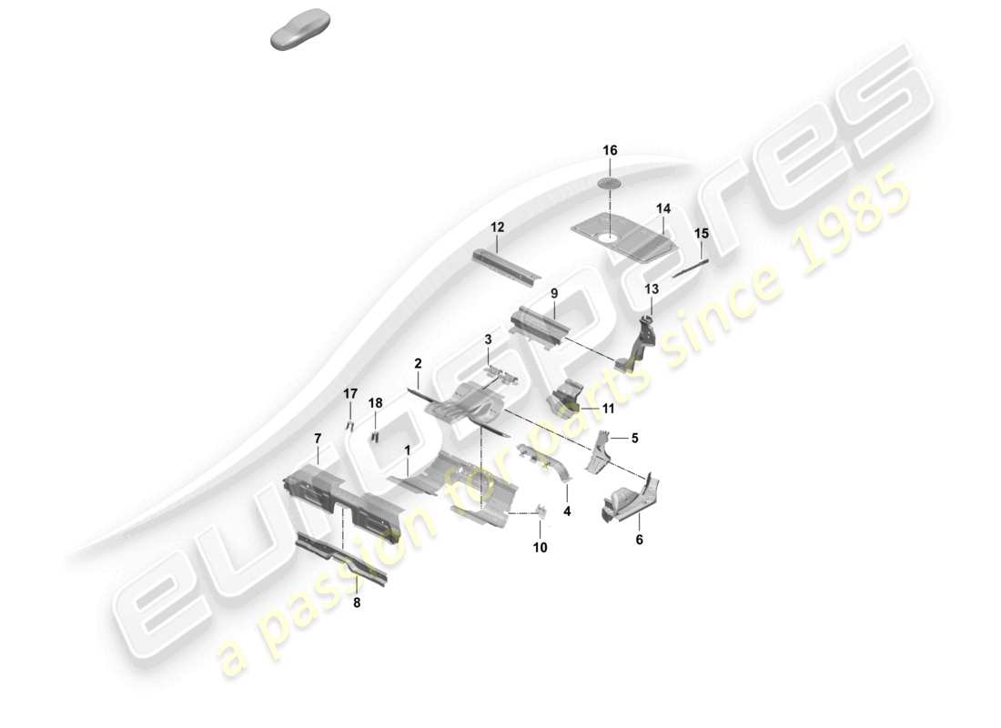 porsche 2025 (taycan 9j1-2) rear end rear bottom plate seat support part diagram