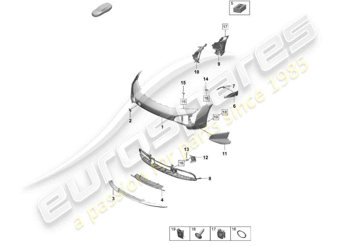 porsche 2025 (taycan 9j1-2) bumper front taycan cross turismo turbo s offroad design package part diagram