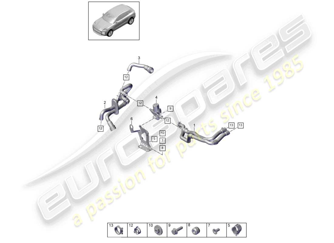 porsche 2021 (macan) heater v6 turbo water box for models with supplementary heater d - mj 2020>> part diagram