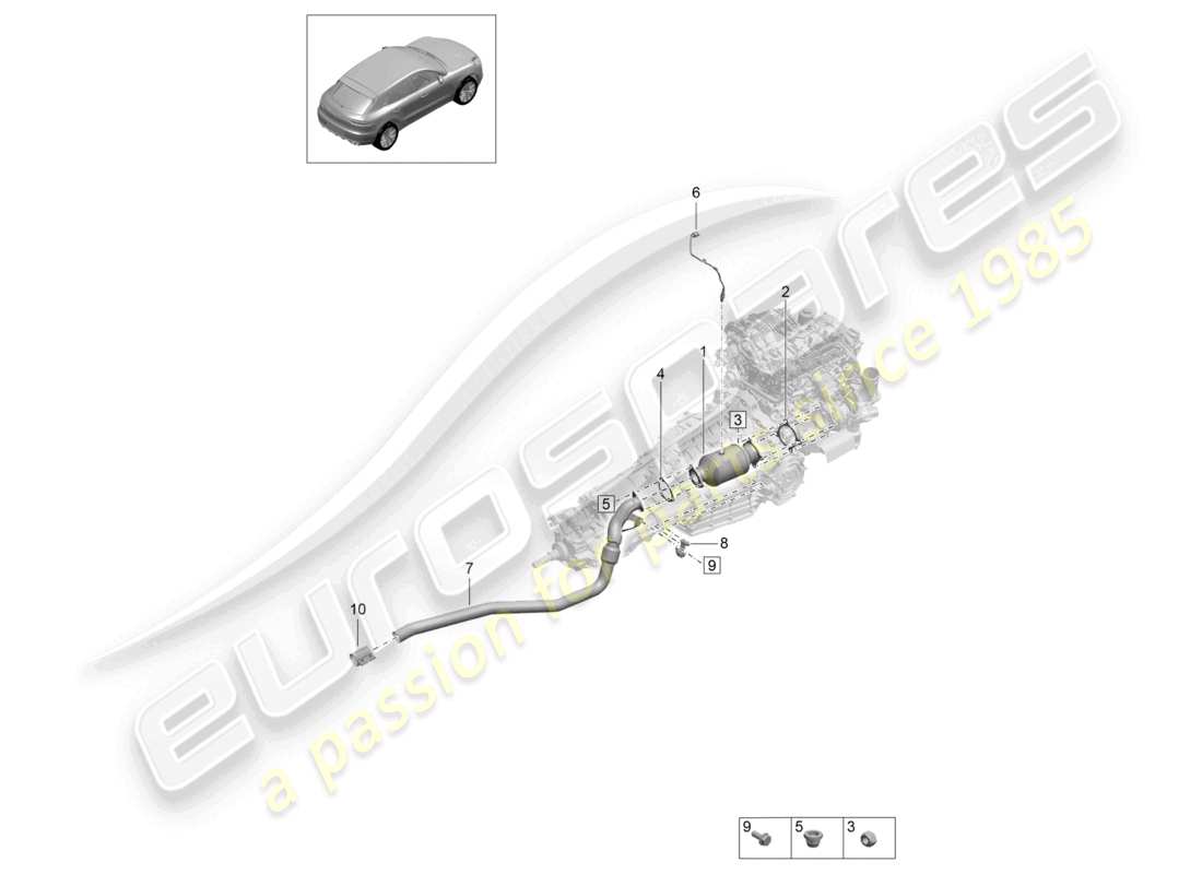 porsche 2021 (macan) catalytic converter lambda probe part diagram
