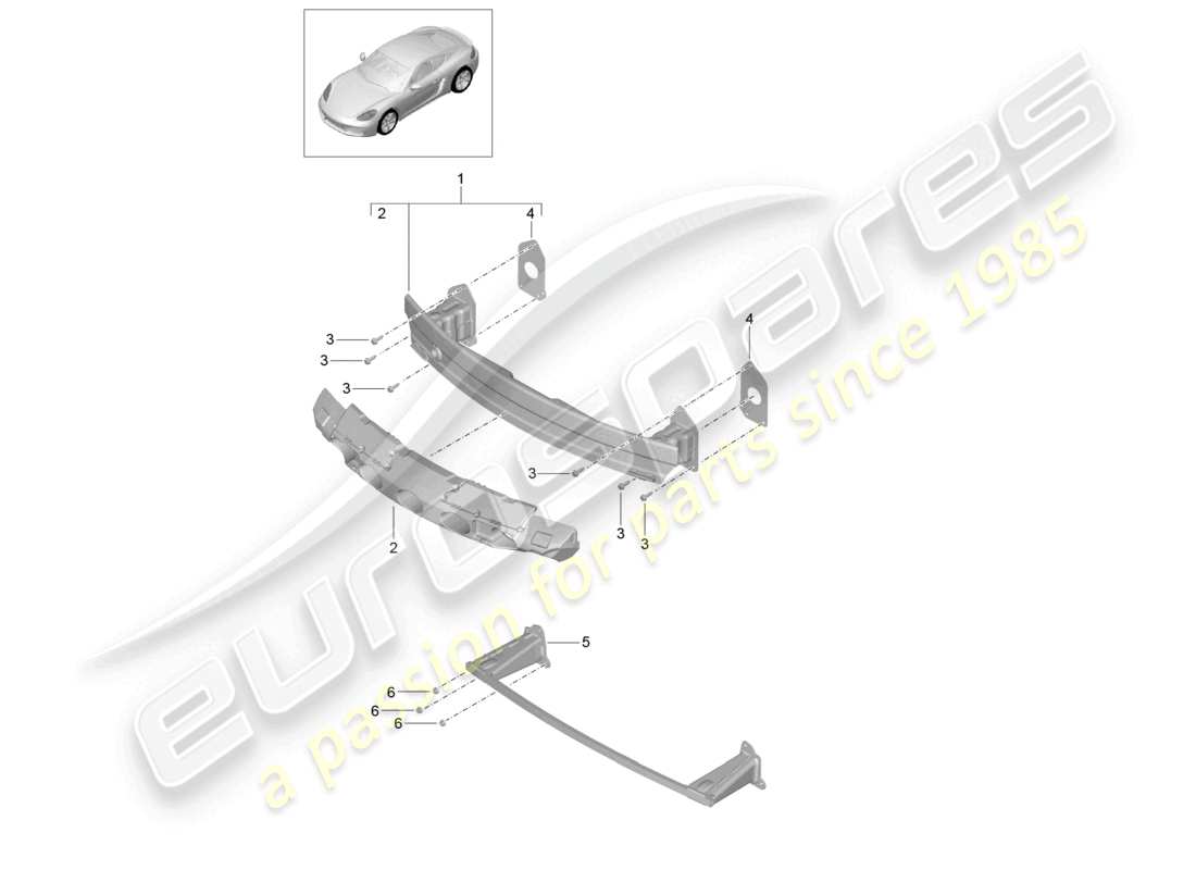 porsche 2021 (718 cayman) bumper carrier front part diagram