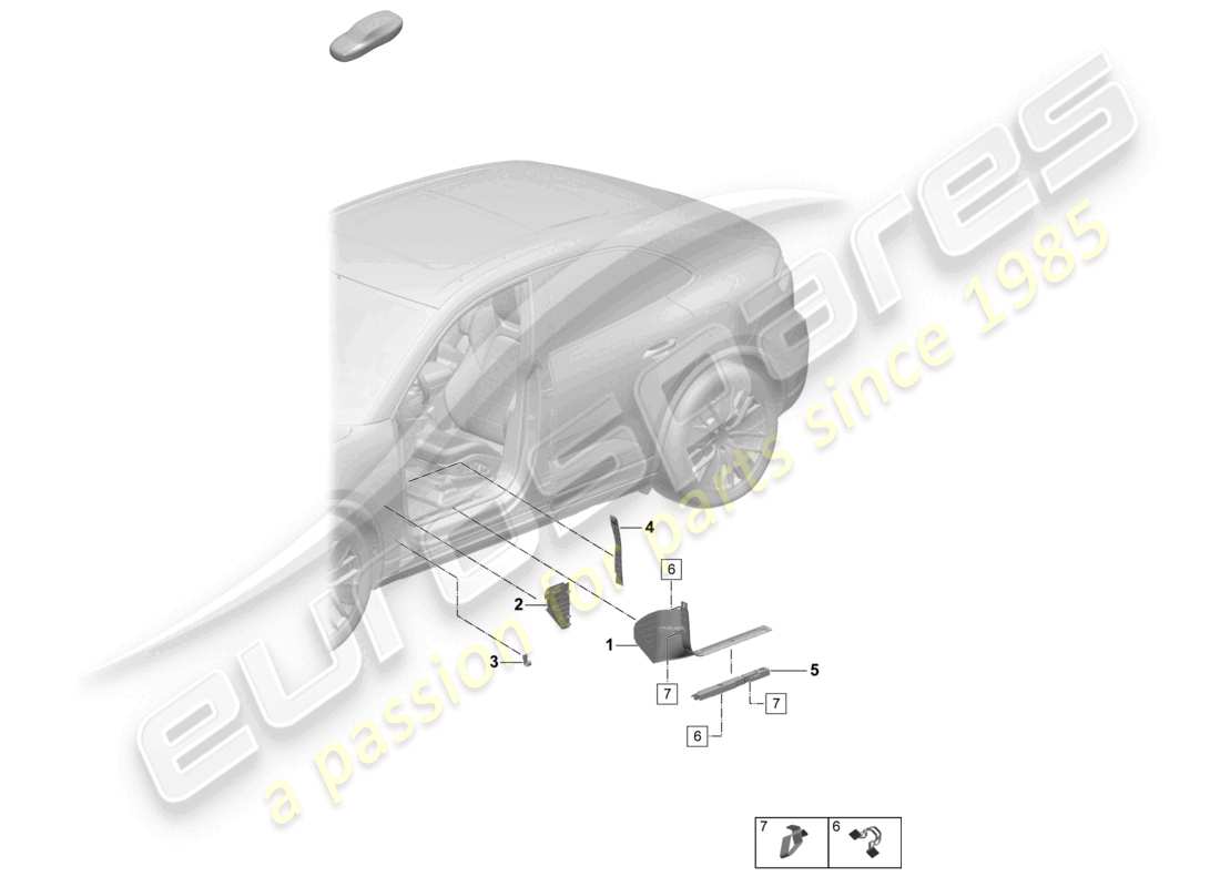 porsche 2025 (macan-e) tread trim front a-pillar accessories parts diagram