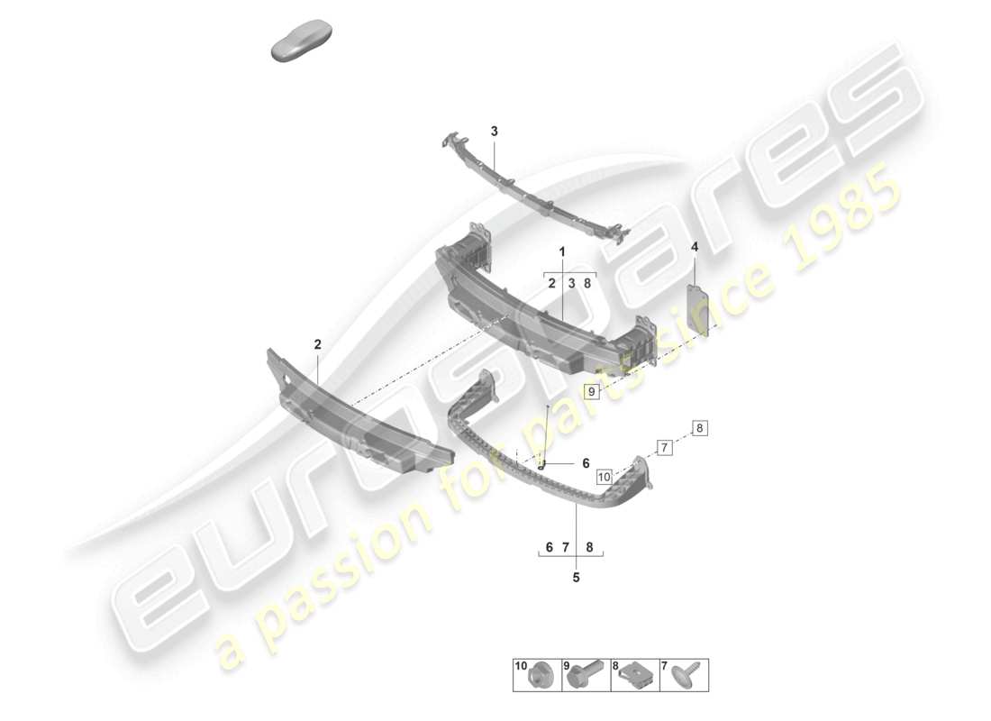 porsche 2023 (992-1 gt3/rs/st) bumper carrier front part diagram