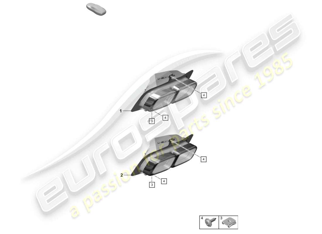 porsche 2022 (992-1 turbo / s) exhaust tail pipe part diagram
