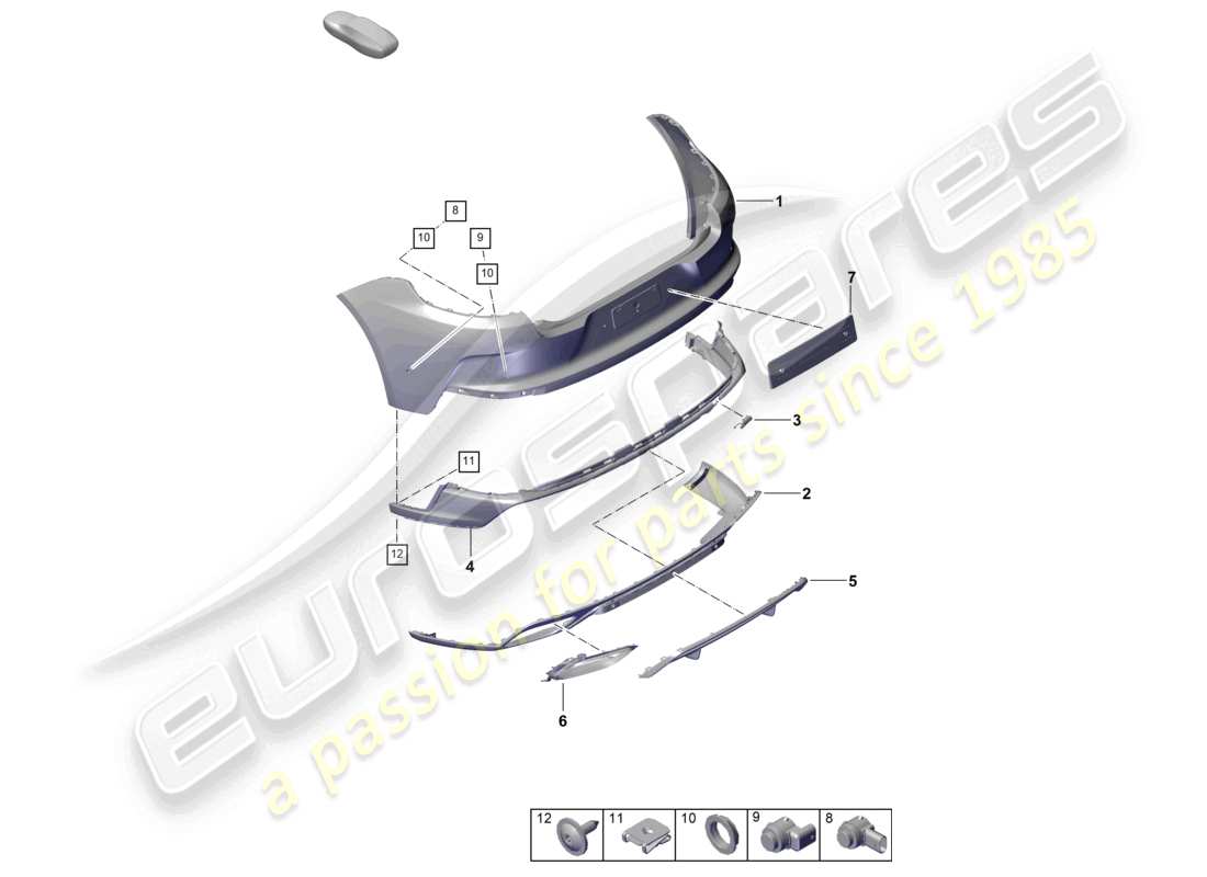 porsche 2026 (panamera 976) bumper rear part diagram