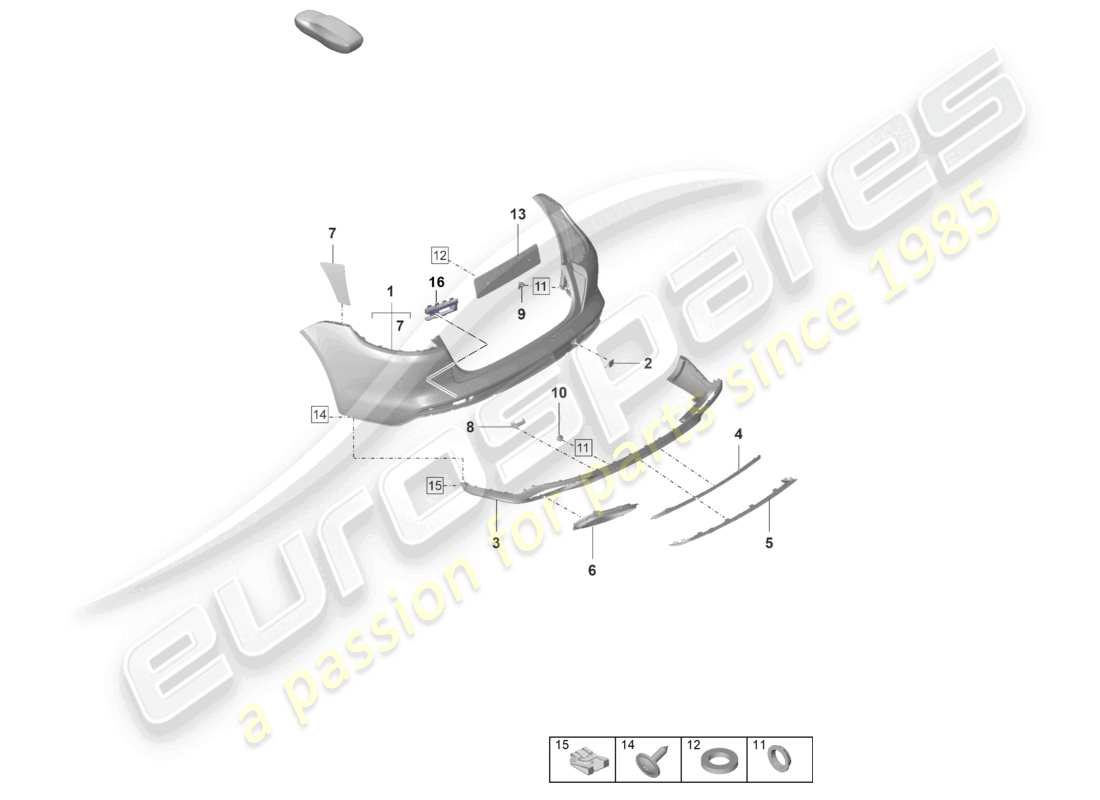 porsche 2022 (panamera 971-2) bumper rear sport turismo gts part diagram