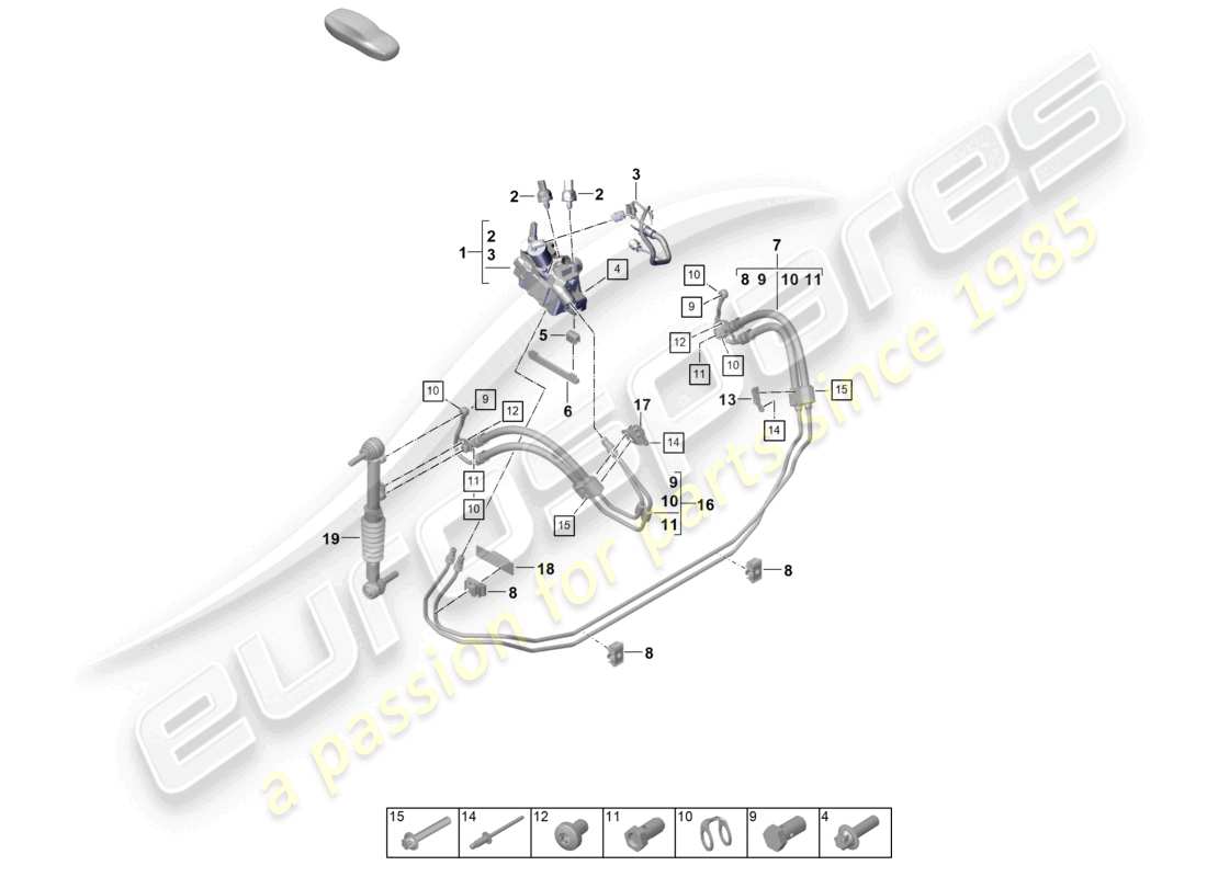 porsche 2025 (992-2) hydraulic line valve block pdcc part diagram