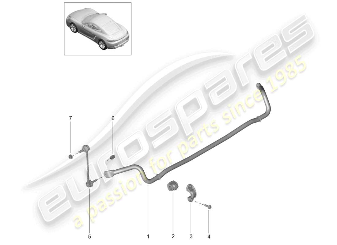porsche 2022 (718 cayman) anti-roll bar part diagram