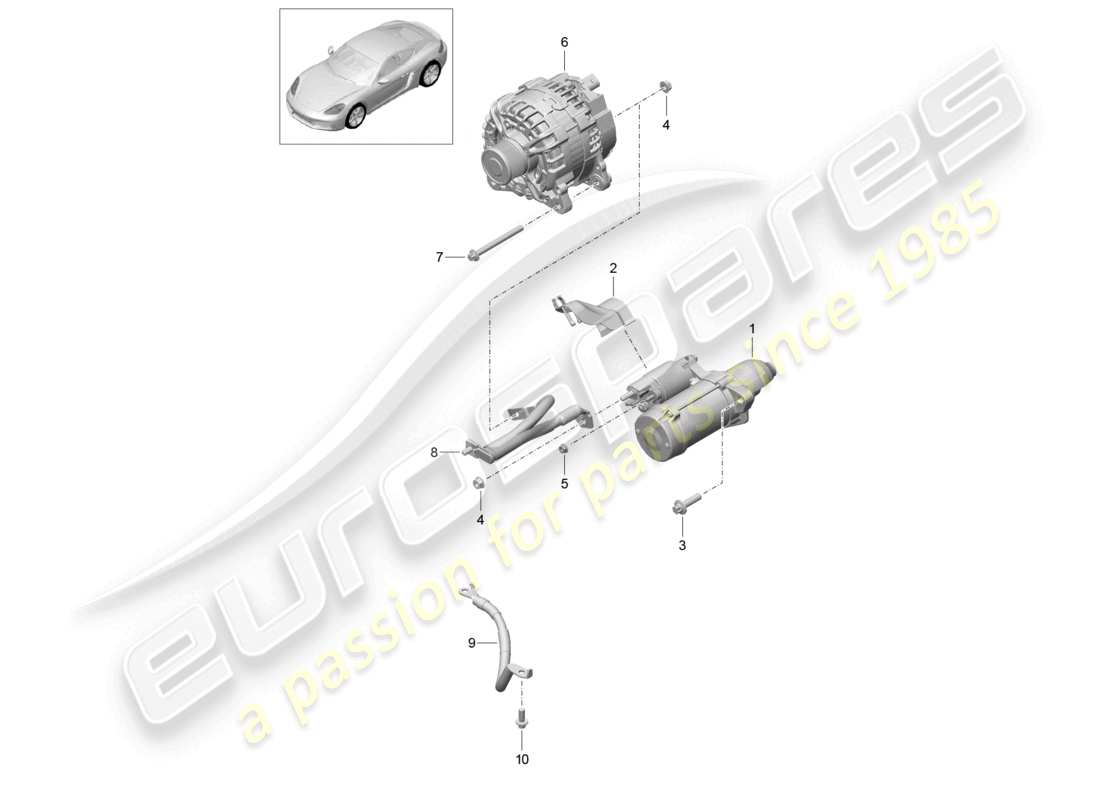porsche 2022 (718 cayman) starter alternator earth line part diagram