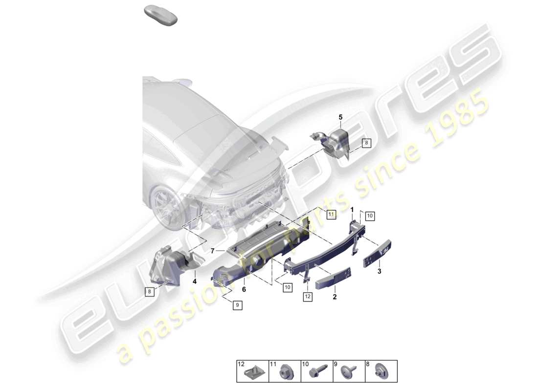 porsche 2025 (992-2 gt3) bumper carrier rear and heat shield part diagram