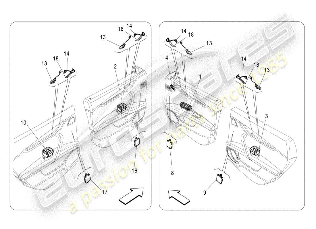 maserati ghibli (2019) door devices part diagram