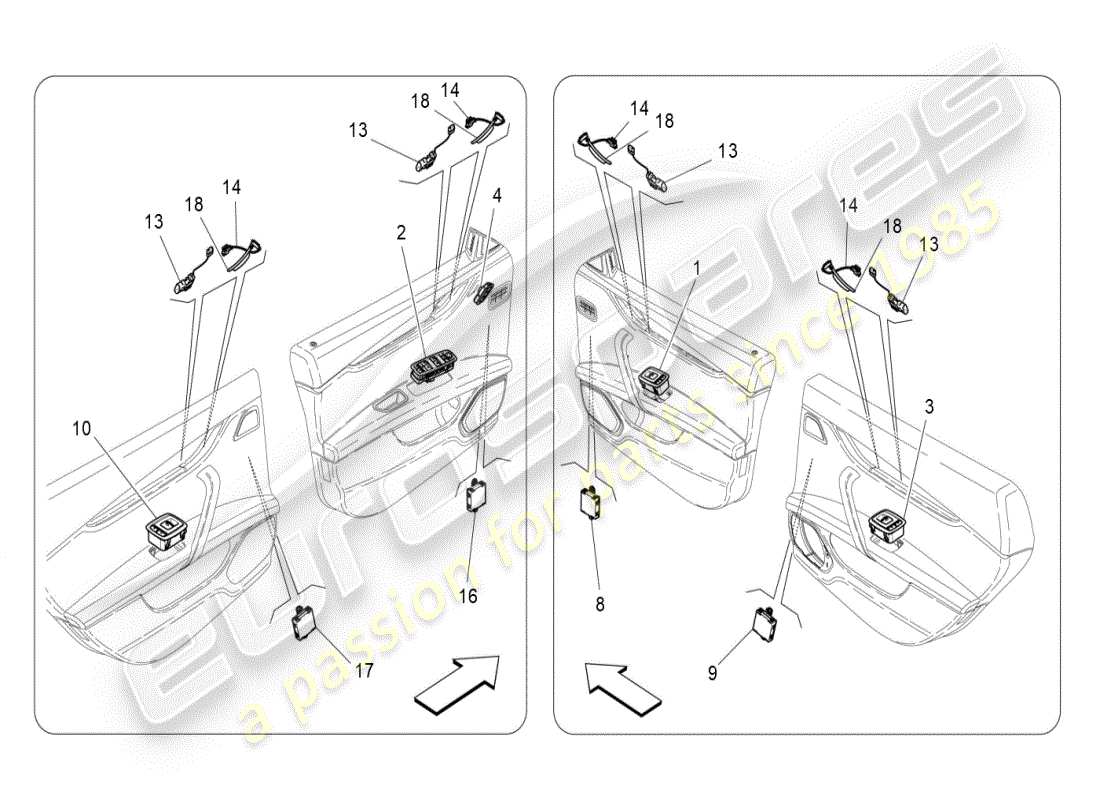 maserati ghibli (2019) door devices part diagram