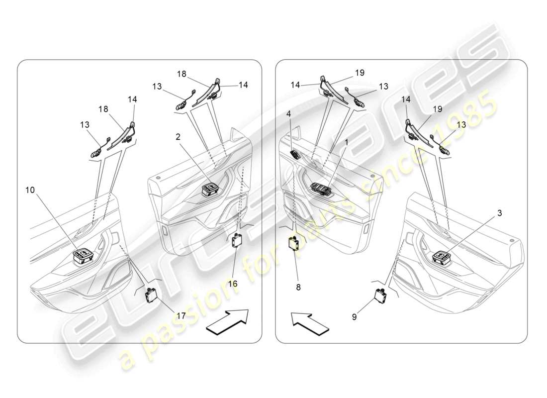 maserati levante (2017) door devices parts diagram