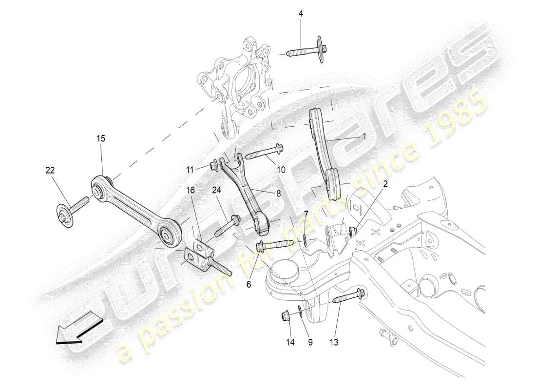 maserati ghibli (2019) rear suspension part diagram
