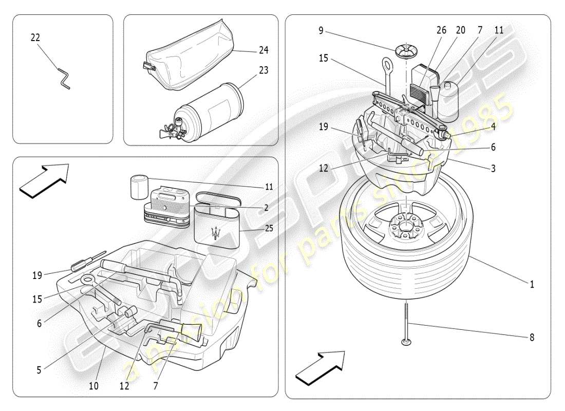 maserati ghibli (2020) standard provided parts diagram