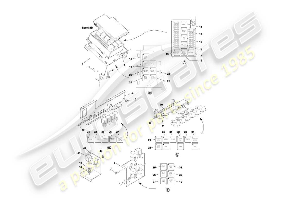 aston martin db7 vantage (2002) relays, vin 300556 on part diagram