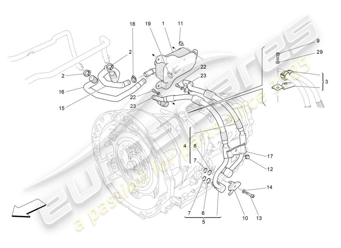 maserati levante (2017) lubrication and gearbox oil cooling parts diagram