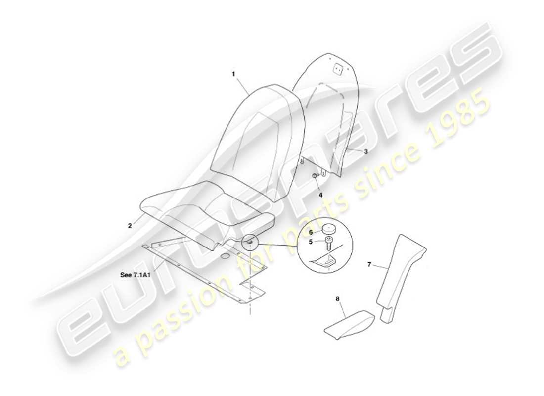 aston martin vanquish (2002) rear seats, to vin 500515 + 500522-525 part diagram