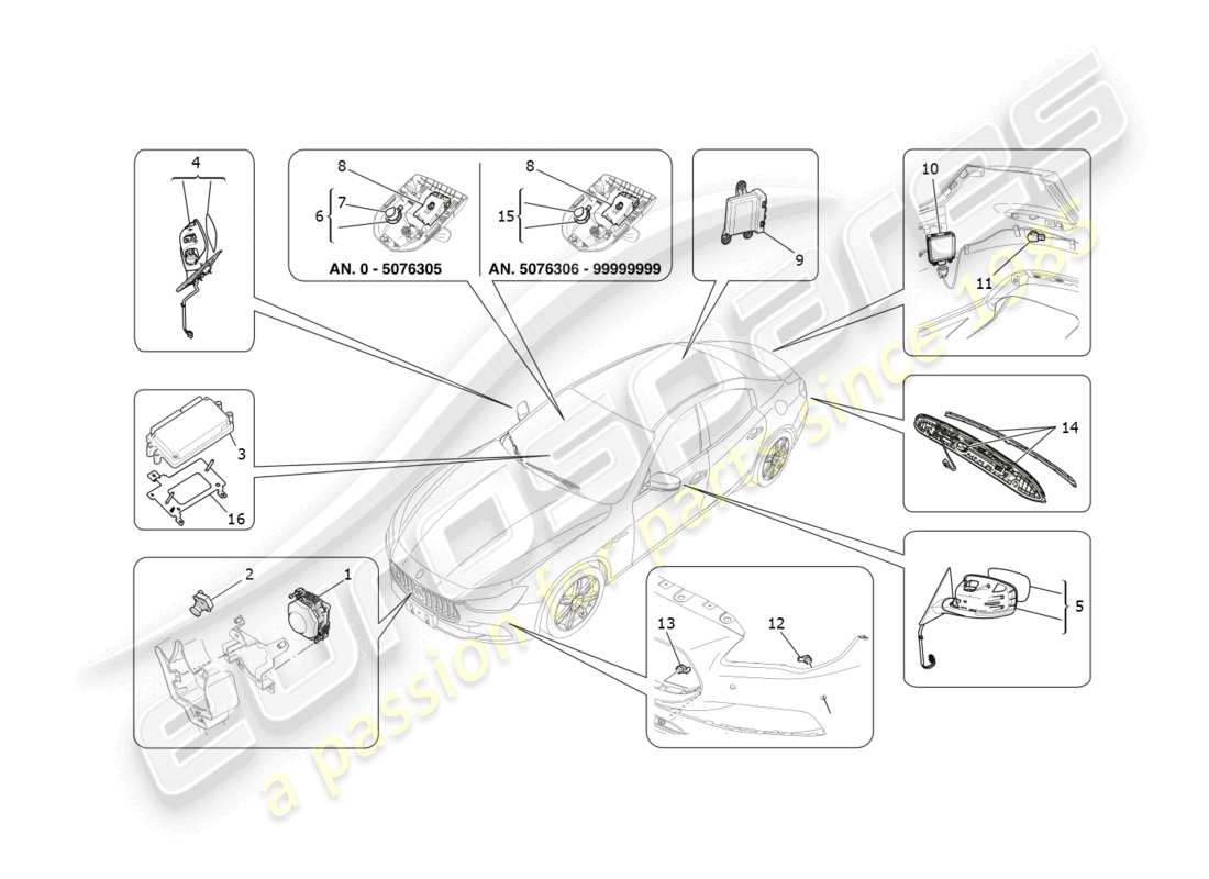 a part diagram from the maserati ghibli fragment (2022) parts catalogue