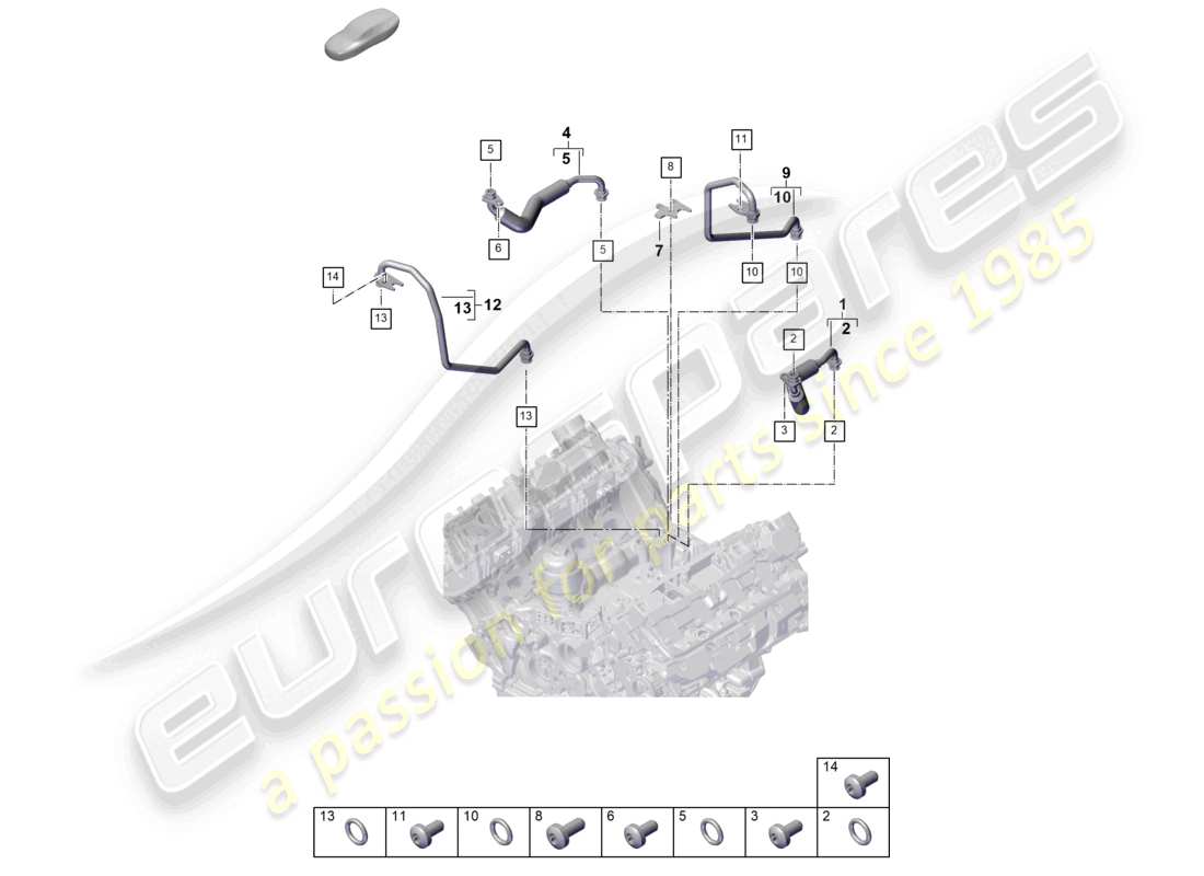 porsche 2023 (cayenne e3 pa) coolant cooling system for turbocharger part diagram