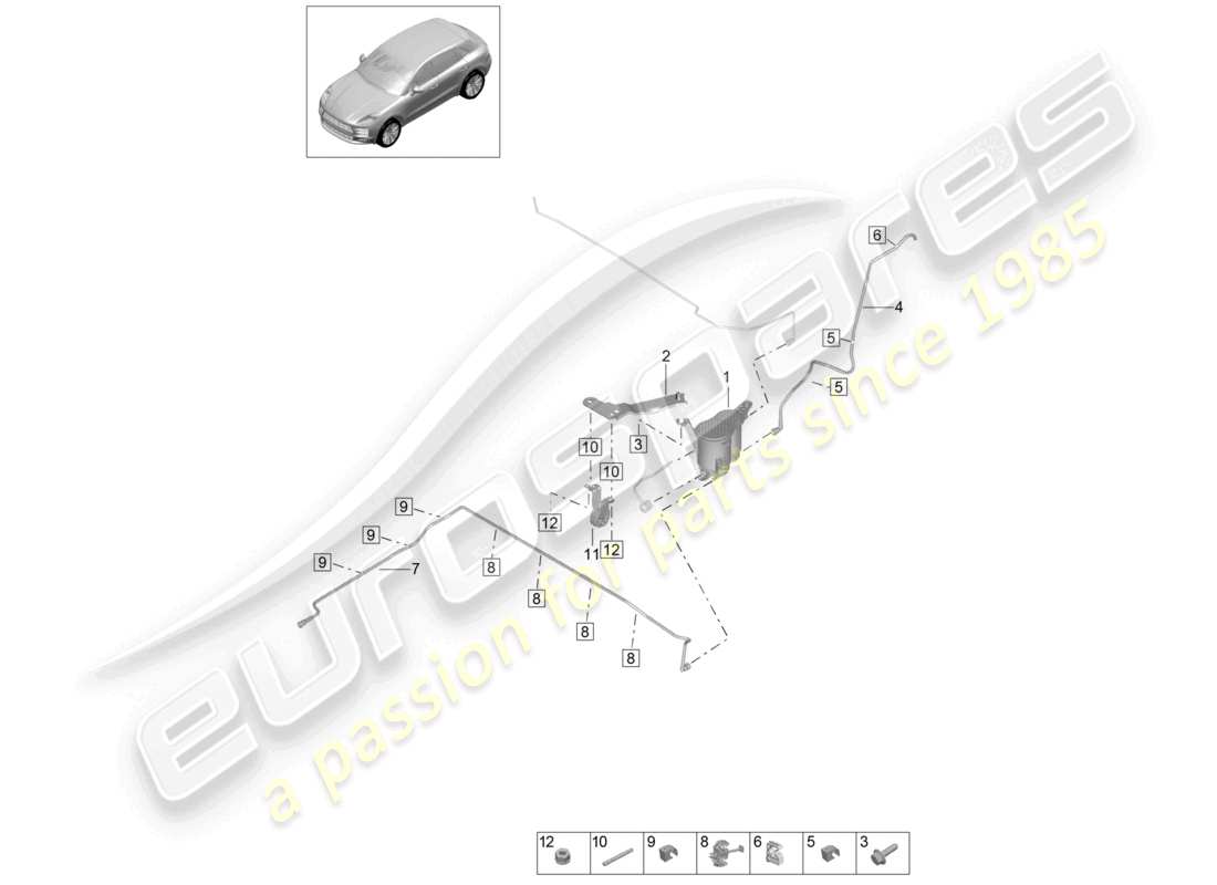 porsche 2021 (macan) activated charcoal container parts diagram