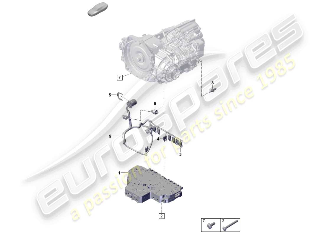 porsche 2022 (992-1 gt3/rs/st) 7-speed dual clutch gearbox - pdk - sensors part diagram