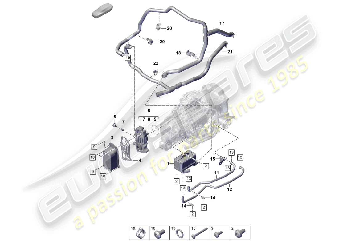 porsche 2023 (992-1 gt3/rs/st) 7-speed dual clutch gearbox - pdk - cooling system for gear oil part diagram