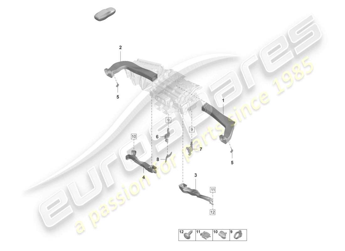 porsche 2025 (panamera 976) heating, air cond. system air guide dashboard part diagram