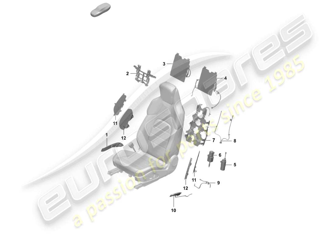 porsche 2026 (macan-e) pneumatic components for seat comfort seat sports seat part diagram