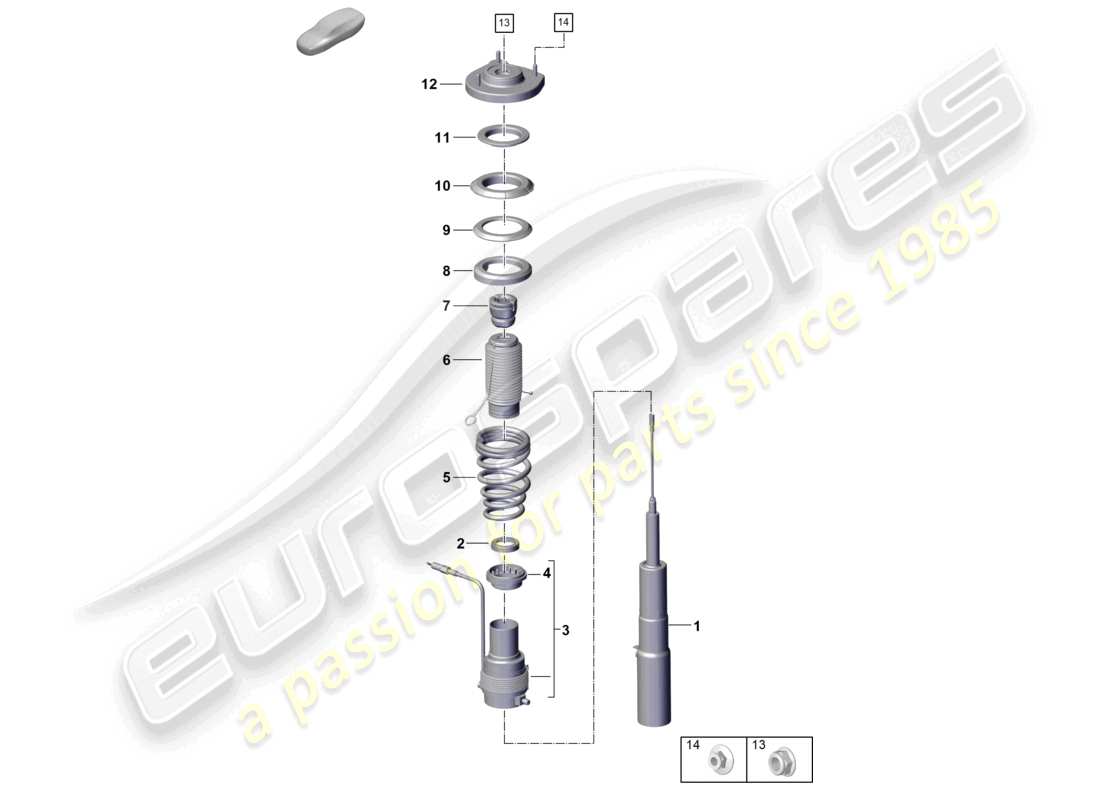 porsche 2024 (992-2) suspension shock absorbers for vehicles with adaptive suspension part diagram