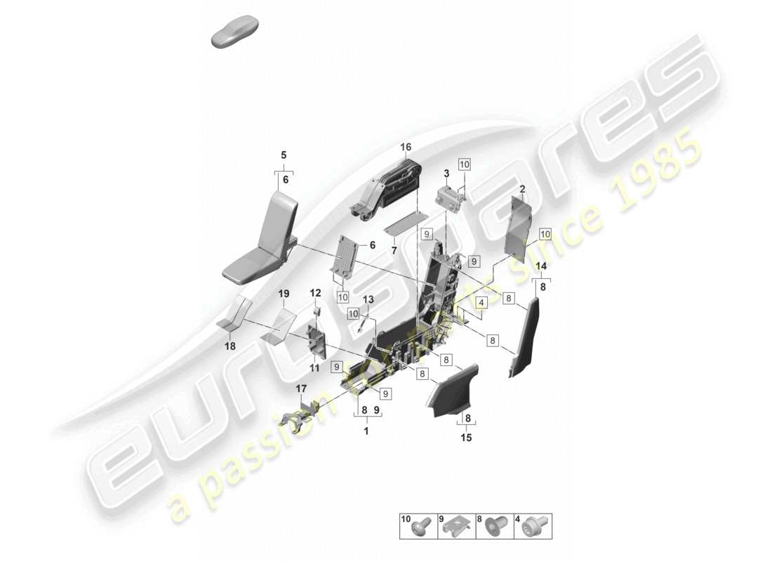 porsche 2023 (panamera 971-2) centre console rear business part diagram