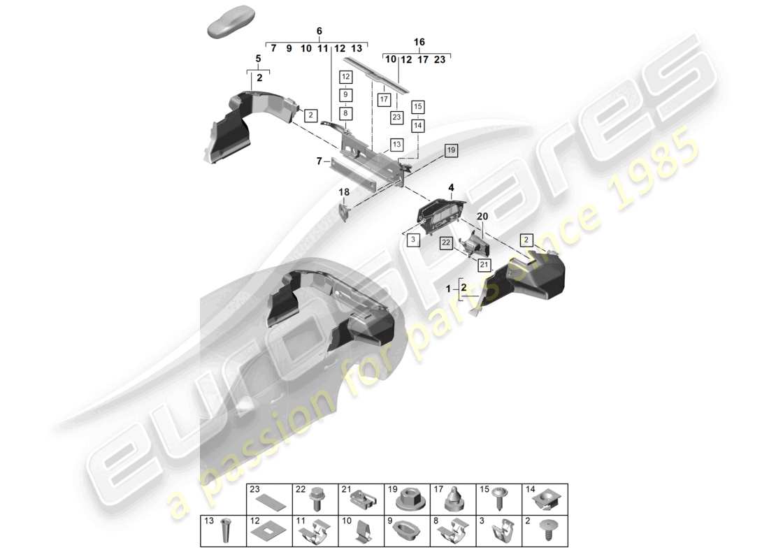 porsche 2026 (panamera 976) luggage boot trims side part diagram