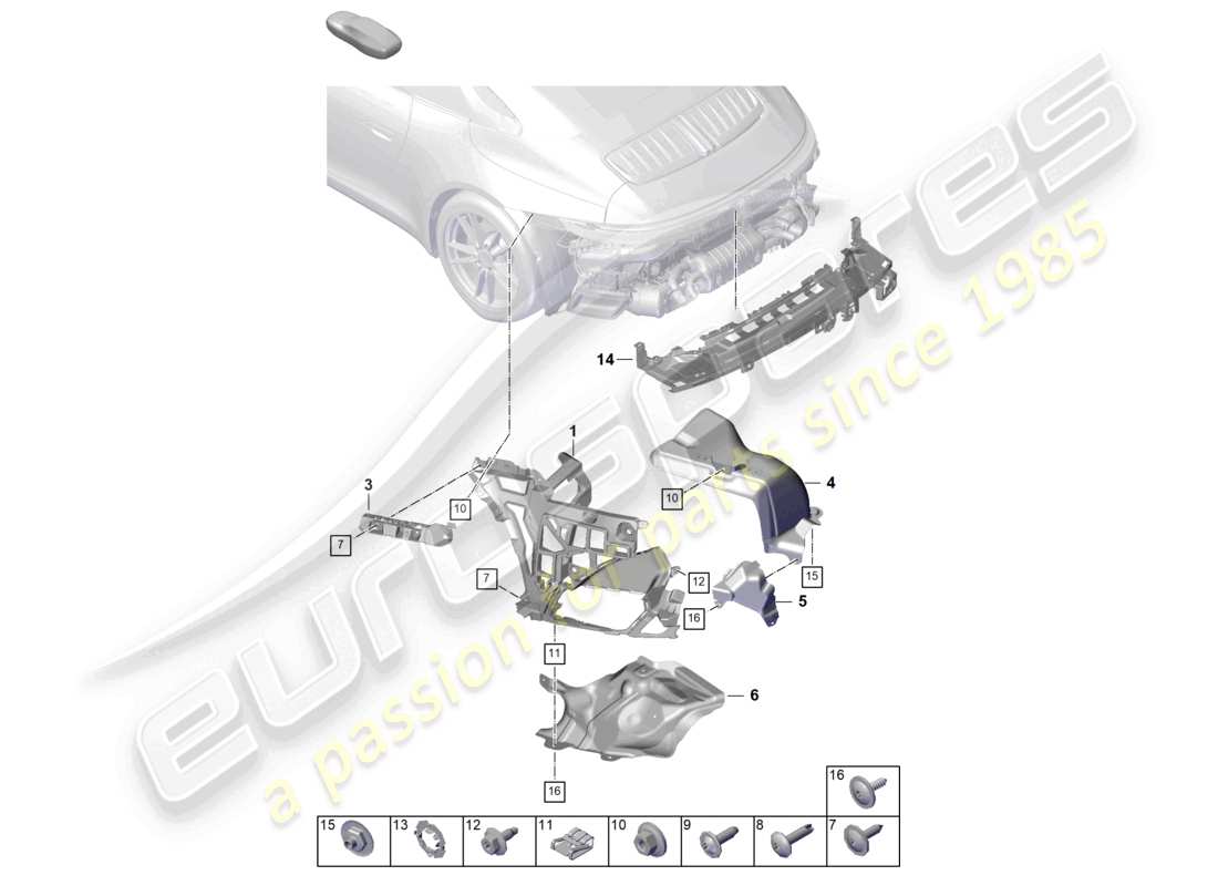porsche 2026 (992-2) bumper rear fasteners part diagram