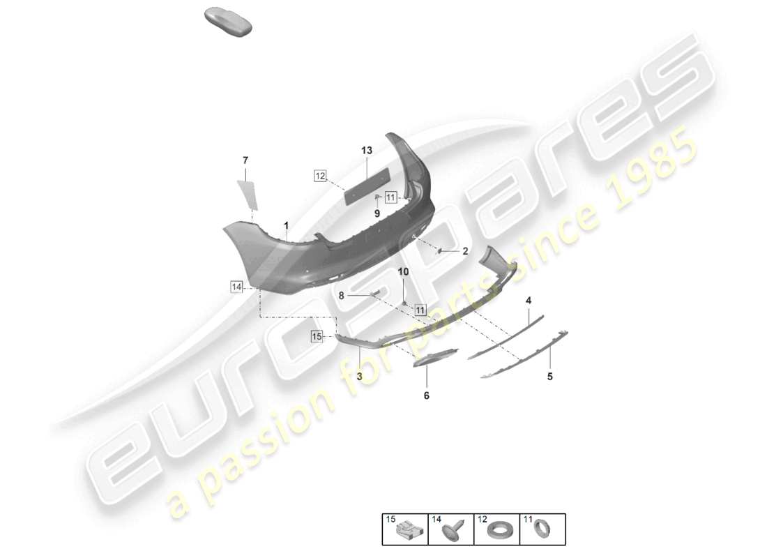 porsche 2024 (panamera 971-2) bumper rear sport design package part diagram