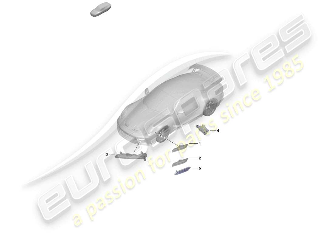 porsche 2023 (992-1 gt3/rs/st) turn signal repeater side marker light led auxiliary light part diagram