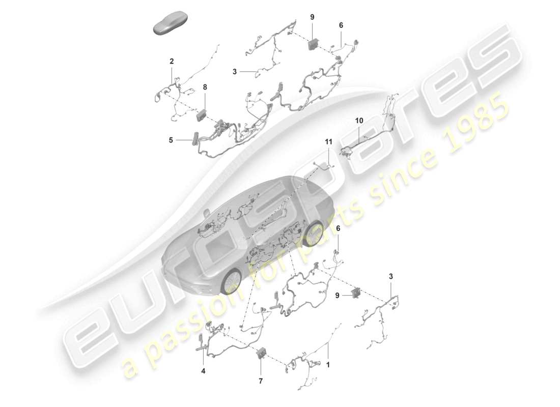 porsche 2023 (panamera 971-2) wiring looms doors front and rear control units doors part diagram