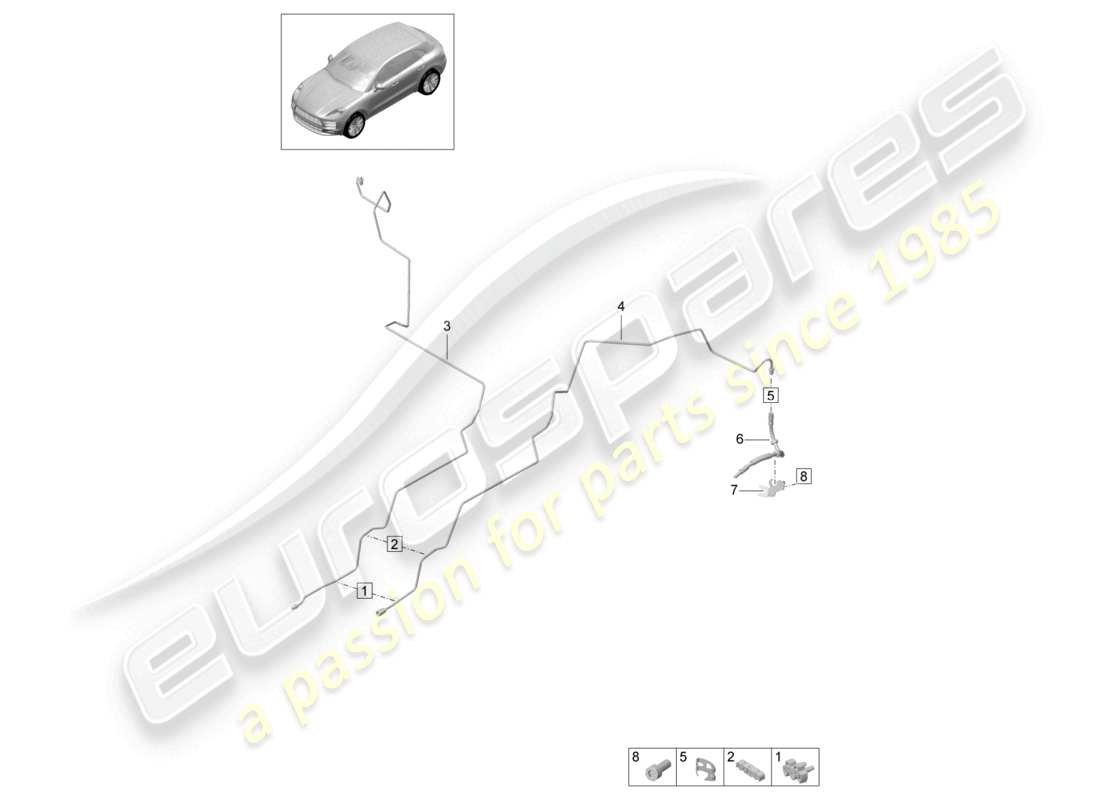 porsche 2023 (macan) brake line center underbody rear part diagram