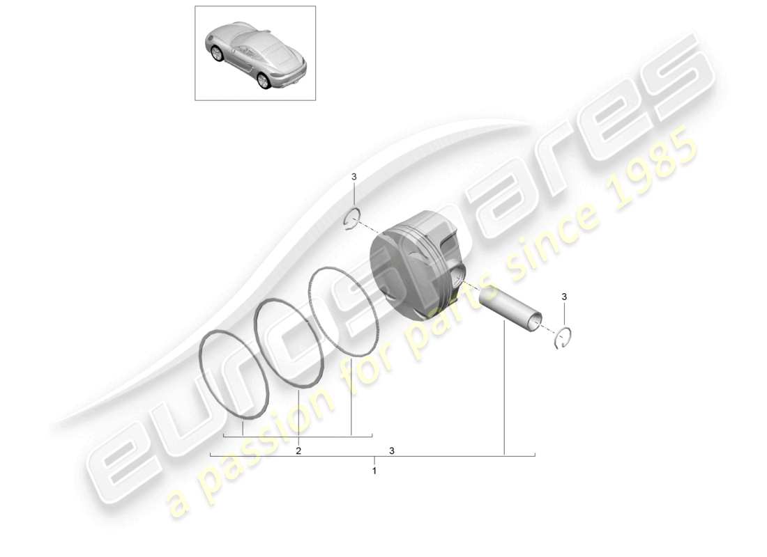 porsche 2024 (718 cayman) piston part diagram