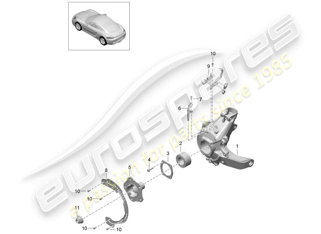 porsche 2024 (718 cayman) rear axle wheel carrier wheel hub part diagram