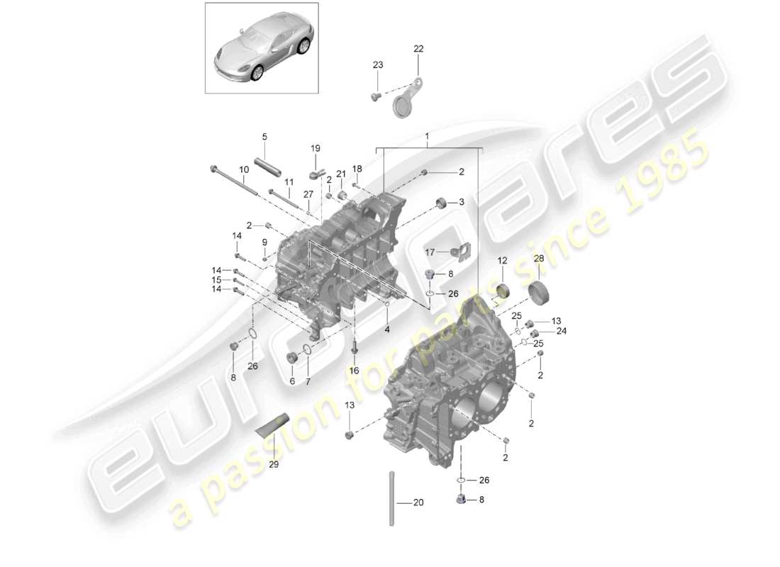 porsche 2026 (718 cayman) crankcase housing part diagram