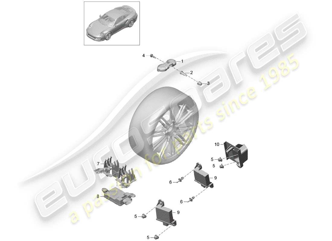 porsche 2018 (991-2 turbo) tire pressure control system part diagram